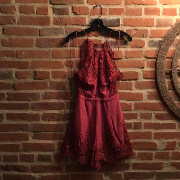 Saks Fifth Avenue Women's Red Vierna Halter Romper - Picture 5 of 8